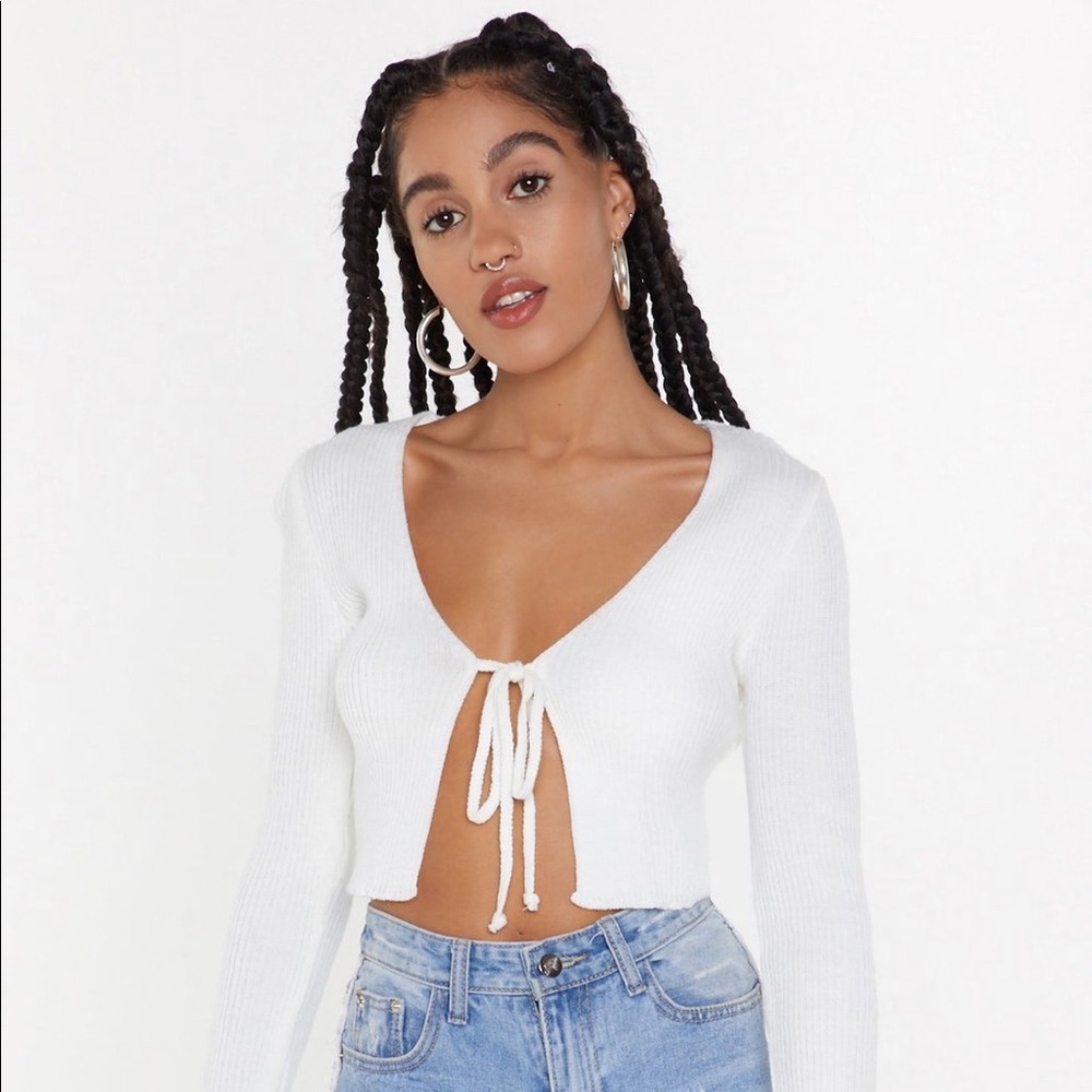 ❤️NWT Nasty Gal White Tie Top- Small
